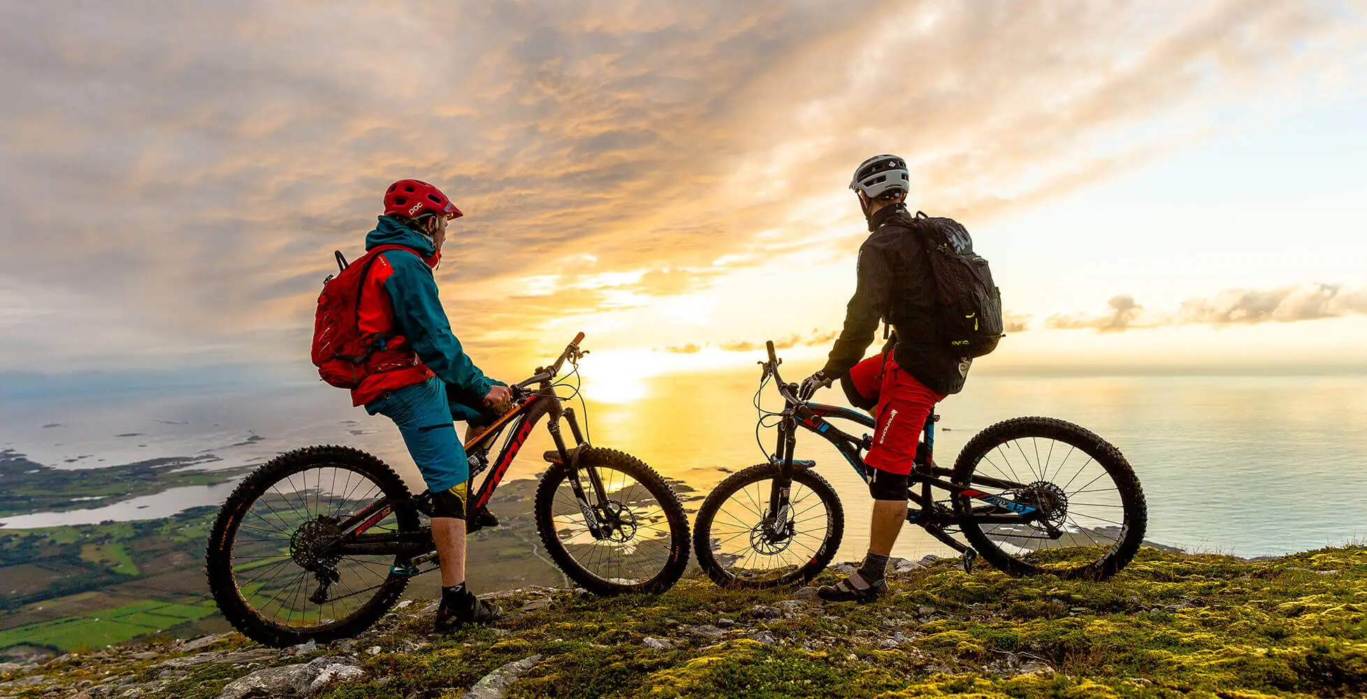 Couple riding bikes